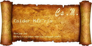 Csider Mária névjegykártya